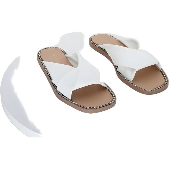 BCBGeneration Melina Women's White Slip On Sandal - Size 7.5M/38 EU - Picture 1 of 6